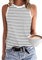 WNEEDU Canottiera da Donna Canottiere Senza Maniche estive Canotte a Collo Tondo Camicetta Top Canottiera Strisce Bianche e Nere XL