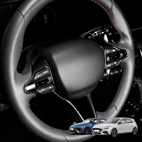 FUEISOF Lenkradtasten Abdeckung für Hyundai i20N/i30N/Kona N 2018–2025 | Interieur Zierblende aus ABS im Carbon-Look, 2 Stück