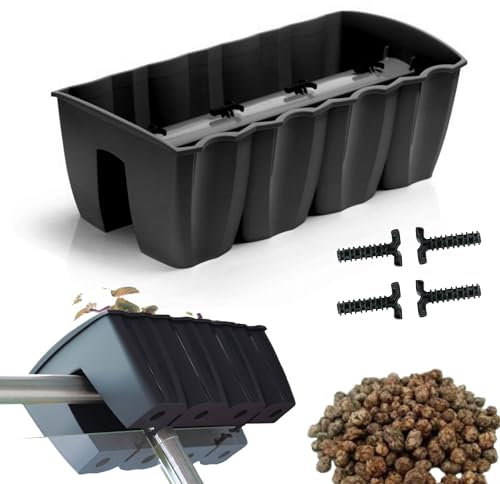 Jardinera de 20 x 28 x 58 cm, jardinera para balcón con sistema de riego y tapas de goma para drenaje de agua, maceta para balcón o jardín, protege las raíces y evita el anegamiento, color antracita