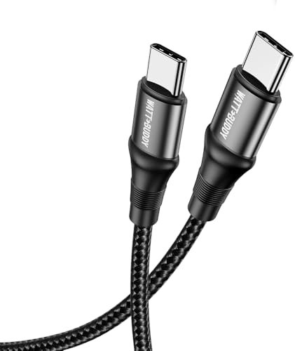 Watt Buddy Type-C to Type-C Cable 2M - 100W Fast Charging, High-Speed Data Transfer for Laptops, iPhone, Samsung, MacBook, iPad, Android Phones, Galaxy S22, Pixel, USB-C Charger, PD Fast Charging