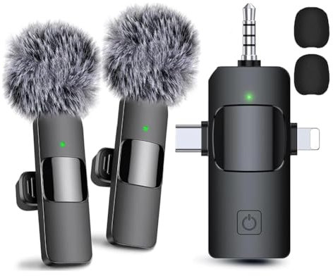 Lonrtesw Microfoni Lavalier Wireless per, Android, Fotocamera, Microfono USB-C, Mini Microfono con Riduzione del Rumore