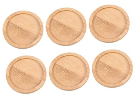 VICASKY 6pièces Lot de Plats avec Dessous de Rond Plateau Alimentaire Bambou Assiettes Empilables