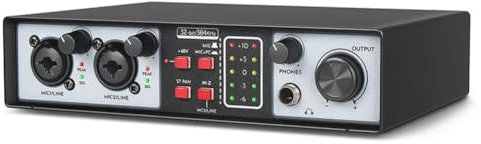 Vocdikficy Interfaccia Audio Professionale 36bit 384kHz Scheda Audio USB 2 In 2 Uscite Registrazione per Microfono da Studio Musicale Mixer DJ