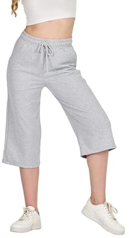 COMEOR Jogginghose Damen 3/4 - Sporthose Kurz Caprihose, Kurze Hose Frauen Capri Shorts, Bermuda Trainingshose (Hellgrau, XXL)
