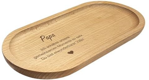 Deko Tablett Holz Oval,Geschenk für Familie-Graviertes Bambus Tablett,Papa Mama Opa Oma Geschenk für Weihnachten Geburtstagsgeschenk, Deko Holztablett Serviertabletts Untersetzer Tischdeko(Papa)