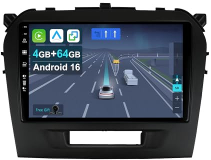 KECONSING 9 Android 14 Autoradio für Suzuki Vitara 2014-2020-mit Wireless Apple CarPlay|Android Auto|Mirror Link|GPS Navigation|Bluetooth 5.0|WiFi |USB|Navi|FM+Rückfahrkamera