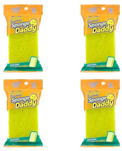 Scrub Daddy Sponge Daddy Essentials | Dual Sided Sponge Scrubber, Dish Sponges for Washing up, Non Scratch Scourers for Cleaning Dishes, Bathroom Scrubbing Tool
