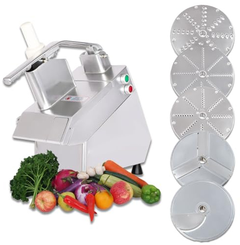 Beeketal Gemüseschneider GS550 | Profi Gastro Gemüsehobel mit 750W | Edelstahl & Aluminium | inkl. 5 Messerscheiben (Raspel & Scheiben) | auch für Weichkäse