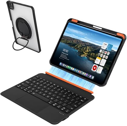 Synchro Bands 360° Rotating Keyboard Case for iPad Pro 12.9 inch (3rd,4th,5th and 6th gen) and iPad Air 13 (M2 2024/ M3, Detachable Bluetooth Backlit Keyboard with Pencil Holder