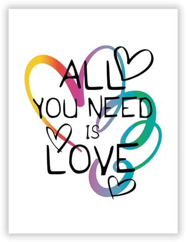 Druck-Palast All You Need Is Love Poster - 30x40cm - Kunstdruck - Wohnzimmer Schlafzimmer - Verspielt Modern Kreativ - Hochwertiger semimatter Druck - Wanddeko für junge Erwachsene ohne Rahmen