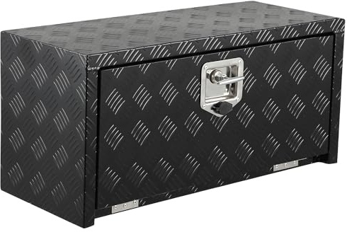 Garvee Coffre à outils en aluminium robuste et étanche pour pick-up/remorque – sécurité avec serrure – Idéal garage et atelier mécanique – Finition noire, 76×30×36cm(LxlxH) verrou simple