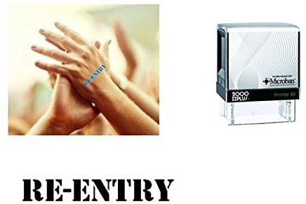 Hand Stamps RE-Entry Self Inking Stamp | Hand Stamps for Events Suitable for Festivals, Parties, Clubs, Special Events, Bars etc.