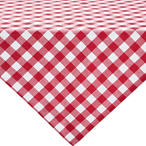 REDBEST Tischdecke, Mitteldecke Landhaus karo Nashville rot Größe 100x100 cm - strapazierstark, langlebig, glattes Gewebe, mit Kuvertsaum (weitere Farben, Größen)