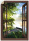 ARTland Wanddeko Wandtattoo selbstklebende Vinylfolie 70x100 cm Fensterblick Fenster Landschaft Wald Natur See Angelsteg Sonne Frühling T1DZ
