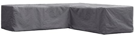 Perel Schutzhülle für Gartenmöbel, Abdeckplane, Abdeckhülle Garten, Möbel Abdeckung, Schutz Gartenmöbel, Winterabdeckung, grau, L-förmig, 215 x 215 x 70 cm