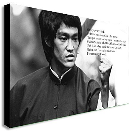 Bruce Lee - „Empty Your Mind“ - Kunstdruck auf Leinwand, gerahmt, verschiedene Größen, Holz und Leinwand, A2 24x16 inches