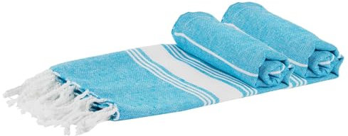 Nicola Spring Cotton Hand Towels - 100 x 60cm - Light Blue - Pack of 2 - Turkish Hammam Small Quick Drying Bathroom Face Cloth Hand Towel Kitchen Cloth