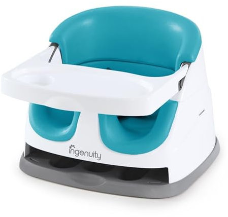 Ingenuity, Alzador de Asiento y Elevador de Viaje, Apta para Bebés y Niños para Comer, arnés de seguridad de 3 puntos, silla portátil, fácil de limpiar, a partir de 6 meses, azul