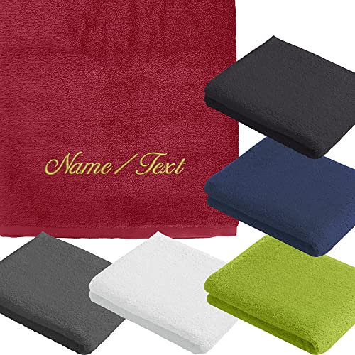 Vossen Geschenkset 2 Handtücher + 2 Duschtücher Bestickt mit Name/Text + 2 Waschhandschuhe (White)