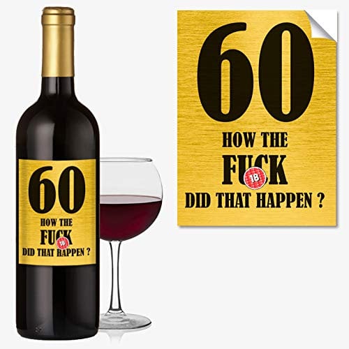 Close to the Bone Funny 60th Birthday 60 Today Wine Bottle Label Rude Gift For Men Women #1055