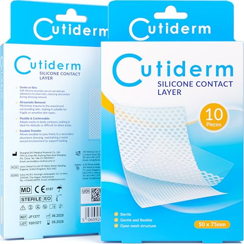 Cutiderm Silicone Contact Layer Net Wound Dressing 50mm x 75mm Pack of 10 for Skin tears, Scars, Surgical Wounds, Ulcers and Burns