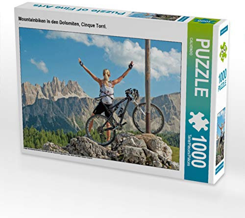CALVENDO Puzzle Mountainbiken in den Dolomiten, Cinque Torri. 1000 Teile Lege-Größe 64 x 48 cm Foto-Puzzle Bild Verlag