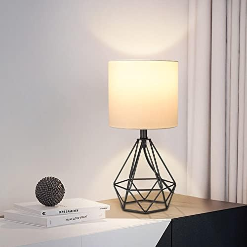 Depuley Retro-Tischleuchte, warmes Licht (Leuchtmittel E27 inklusive), Retro- und klassisches Design, energiesparend, schwarzes Metall, Lampenschirm aus Stoff