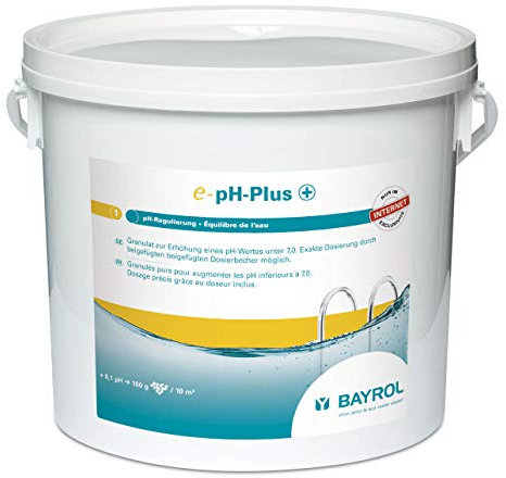 BAYROL e-pH-Plus 5kg Granulat - pH Heber - pH Wert Heber schnelle effektive Höhung des ph-Wertes im Pool - einfache sichere Handhabung Dank Dosierbecher - Hohe chemische Reinheit