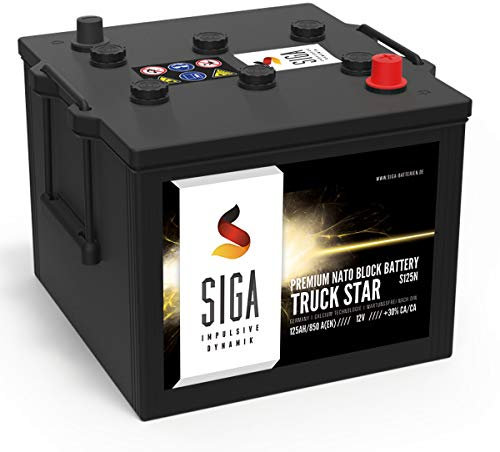 SIGA LKW Batterie 125Ah 850A/EN 12V NATO Block Starterbatterie Batterie Unimog Panzer Bundeswehr 110AH
