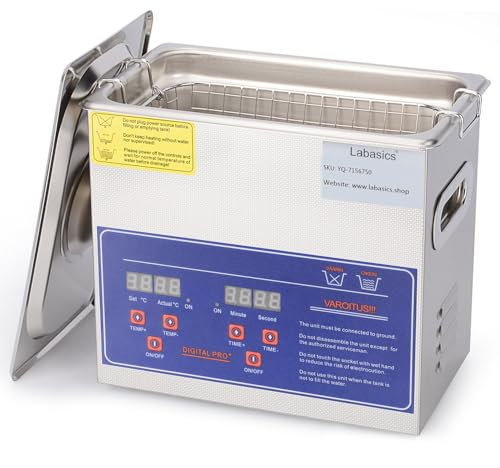 Labasics Ultrasonic Cleaner, Professional All-purpose Stainless Steel Ultrasonic Cleaner with Digital Display Timer and Heat Control for Laboratory 220V, 3.2L