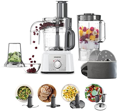 Kenwood FDP65.860WH food processor with 9 attachments. Express Serve and Dice, 1.5L Jug blender and mini chopper, White