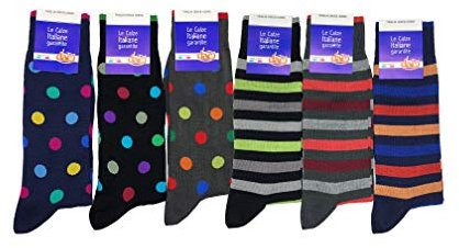 DAC UOMO CALZA CORTA FANTASIA (RIGHE, POIS) - COTONE 6 PAIA - FILO SCOZIA ELASTICIZZATO - TAGLIA UNICA UOMO (LEO 3 PAIA OMAR 3 PAIA)
