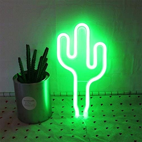 SGJFZD LED Néon lumière Palmier Cactus Arbre de Noël LED Lumières USB Décorations de la Lampe pour Chambre à Coucher Anniversaire fête de Vacances Maison décoration Lampe (Lampshade Color : Cactus)