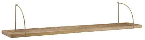 FineBuy Wandregal Mango Massivholz/Metall Hängeregal Industrial, Design Schweberegal, Regal Hängend Wohnzimmer, Bücherregal Wand