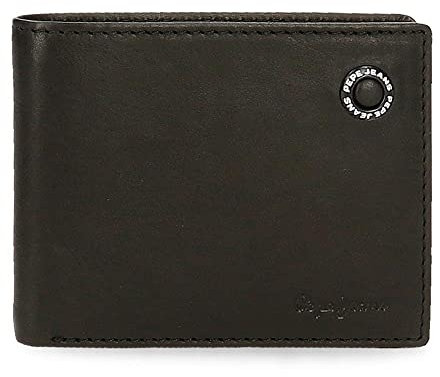 Pepe Jeans Badge Porte-Cartes Noir 11 x 8,5 x 1 cm Cuir, Noir, Portefeuille avec Porte-Cartes