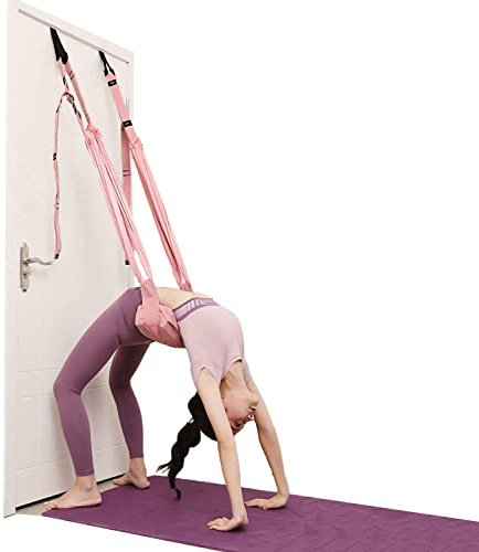 Yoga Fitness Stretching Strap with Cushion, Adjustable Leg Stretcher Back Bend Assist Trainer Improve Leg Waist Back Flexibility Home Gym Equipment for Pilates Ballet Split Gymnastics Rehab (Pink)