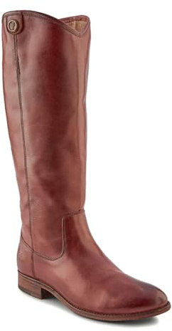 Frye Melissa Button 2 Stivali alti da donna di ispirazione equestre realizzati in pelle vintage resistente con ferramenta in metallo antico e suola in cuoio, altezza albero 45,5 cm, Mogano., 42 EU