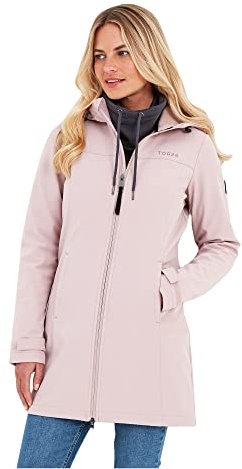 TOG24 Keld Lightweight Long Womens Softshell Jacket, Windproof, Showerproof Zip Up Outdoor Jacket with Hood, Fleece Lined For Warmth, Ideal for hiking, walking and everyday use