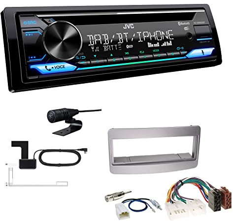 JVC KD-DB922BT 1-DIN Autoradio CD-Receiver Bluetooth DAB+ Digital Radio Einbauset passend für Toyota Yaris Verso 1999-2005 Silber