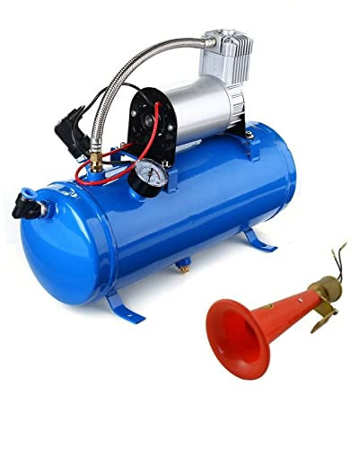 12v Wolf Whistle Trumpet Turkish Air Horn Kit & 6 Liters 150 Psi Compressor