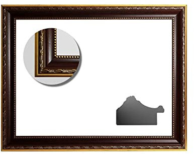 Neumann Bilderrahmen Cadre baroque style antique marrondoré série 813 NoceORO découpé 60 x 90 cm, Sous Verre Photo