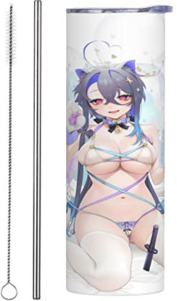 Siiuuol Anime Catgirl Tumbler 20 Oz Cat Girl Stainless Steel Mug Japan Insulated Catoon Coffee Cup Travel Mug Home Office Gifts