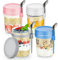DRKIO 4 Pack Overnight Oats Containers with Lids and Spoons 16 Oz Glass Mason Jars for Overnight Oats Leak Proof Oatmeal Container Great for Cereal Fruit Vegetable Milk Salad Yogurt Meal Prep