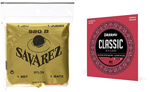 Savarez 520R - Juego cuerdas para guitarra clásica & D'Addario EJ45 Pro-Arte Normal Classical Guitar Strings