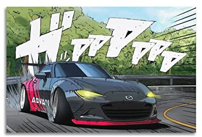 JUNNA JDM Sportauto-Poster für Mazda MX-5 Rennauto, dekoratives Gemälde, Leinwand, Wand- und Kunstbild, Familienschlafzimmer, Dekoration, 30 x 45 cm