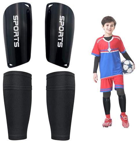 KEUGT Schienbeinschoner Fußball,Schienbeinschoner Kinder Fußball mit Knöchelschutz,Jugendliche Fußball Shin Guards,Ausrutschen Einstecken Wadenärmel für Jungen und Mädchen Schutz Socken Set