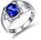 Lieson Hochzeit Ring Weißgold Herren 750 18K, Eheringe für Männer Solitär 1.15ct Oval Tansanit Verlobungsring Weißgold Große 63 (20.1)