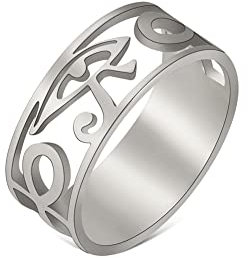 TEAMER Ring aus Edelstahl im antiken Ägypten, Auge des Horus, hohle Fingerringe, Schutz, Glücksamulett, Schmuck für Damen und Mädchen, Edelstahl, Unbekannt