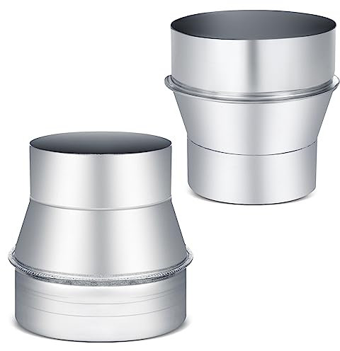 Hicarer 2 Pcs Duct Reducer 5 to 4 Inch Round Ducting Connector Duct Adapter Air Ducting Reducer Increaser Air Duct Reducer Galvanized Steel Air Duct Adapter for Bathroom Kitchen Inline Ventilation