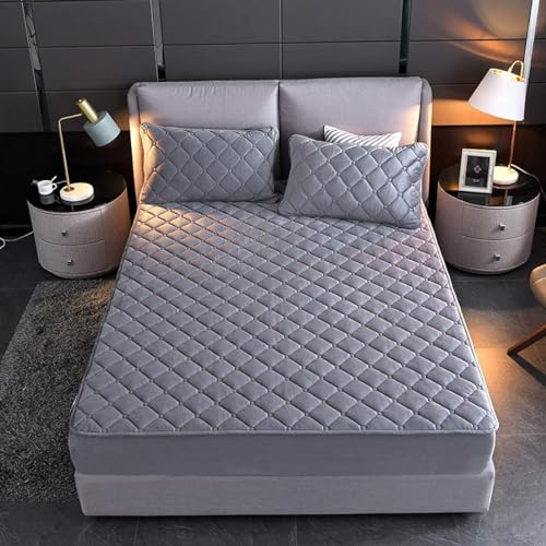 HAIBA bettlaken Flauschige spannbettlaken grau 200X200cm+30cm Boxspringbett Frottee Spannbetttuch Fleece Biber Spannbetttücher Leintuch für Hohe Matratze bis 25-30 cm